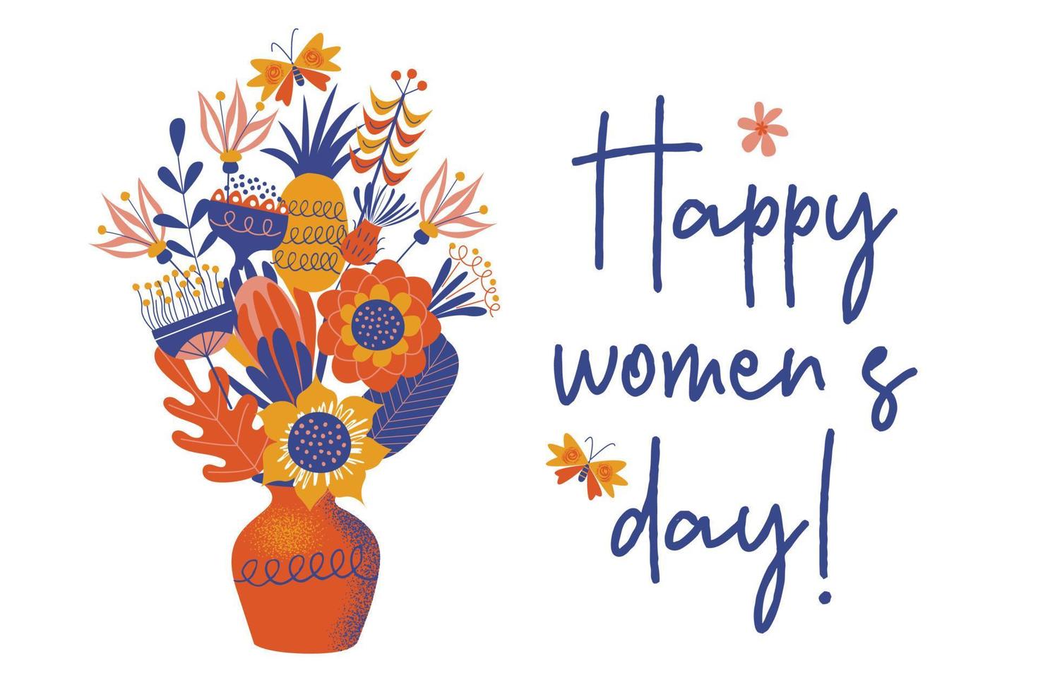 Greeting card, banner for the international women's day on March 8. Vector illustration on a white background.