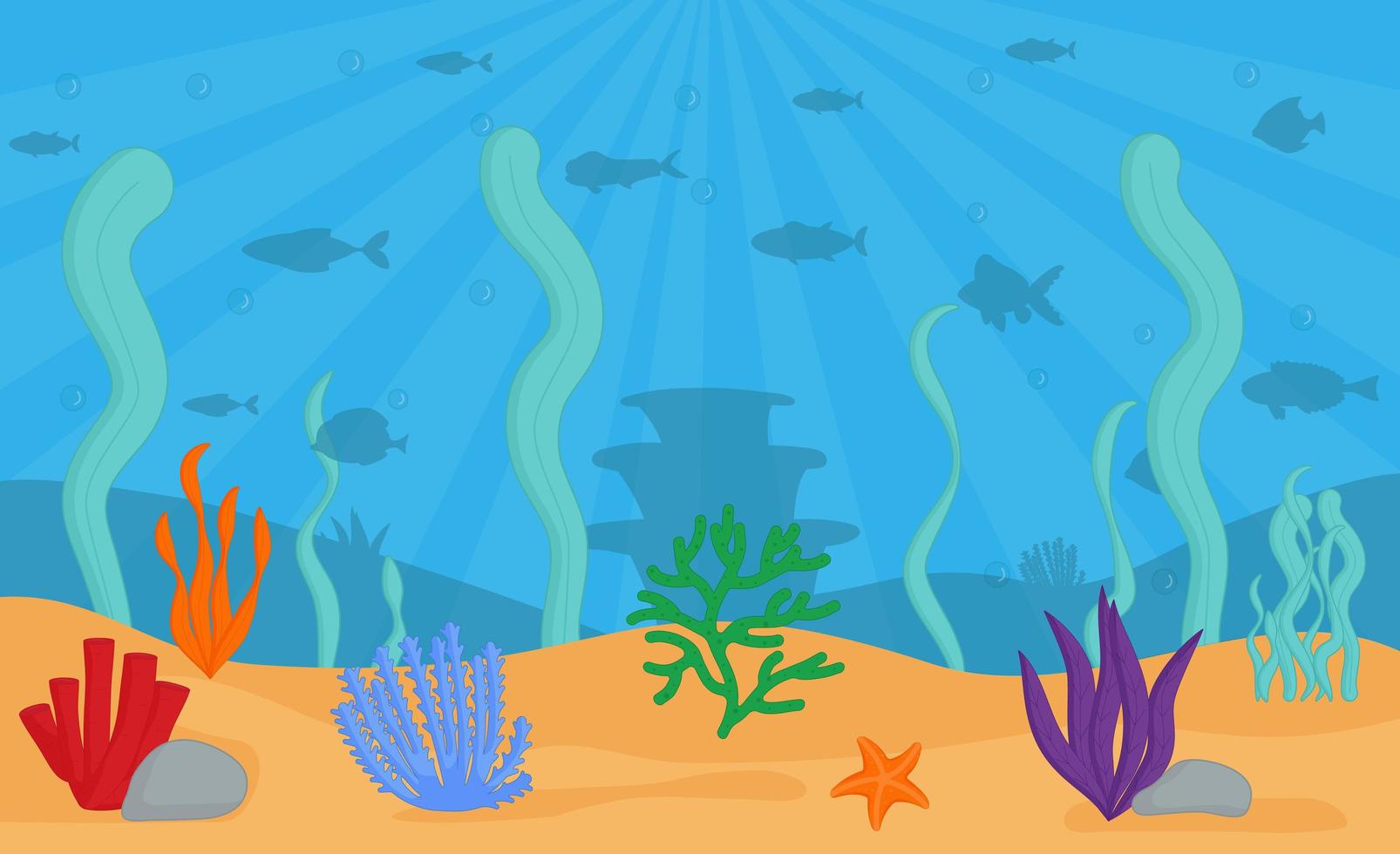 Aquarium seaweed seamless pattern. Sea plants, ocean algae vector