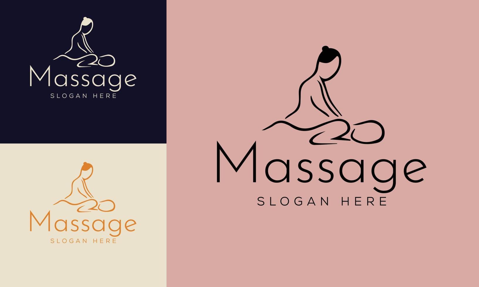 Set of Spa element Hand Drawn Logo with body and Leaves. Logo for spa and beauty salon, boutique, massage therapy, organic shop, relaxation, woman body, yoga, cosmetics store. Free Vector