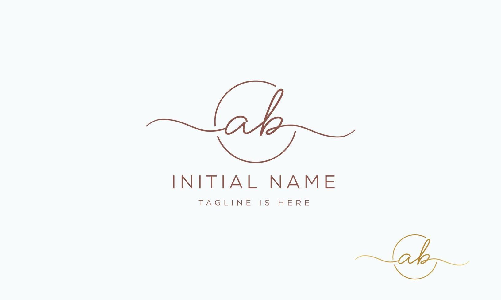 AB BA Signature initial logo template vector