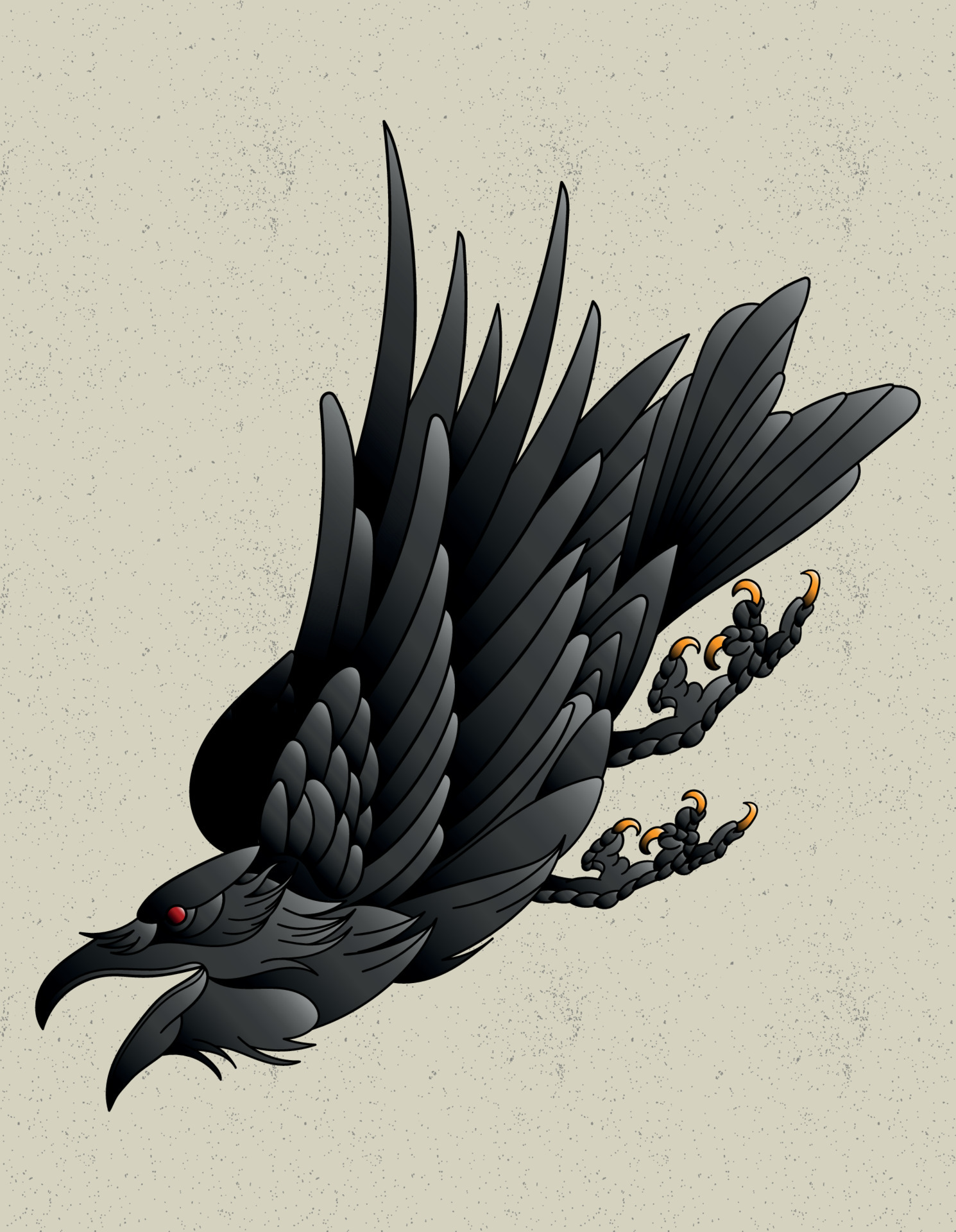 crow raven tattoo neo traditional 5893009 Vector Art at Vecteezy