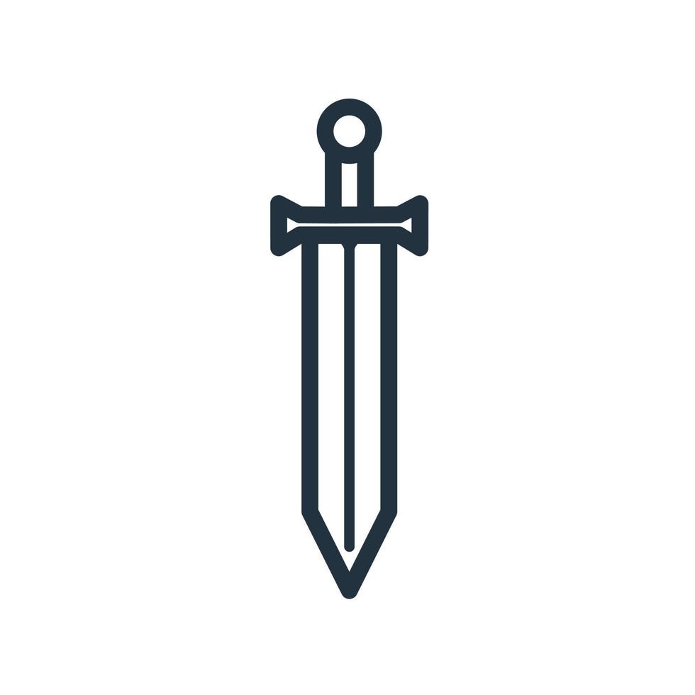 sword icon outline vector on white background.