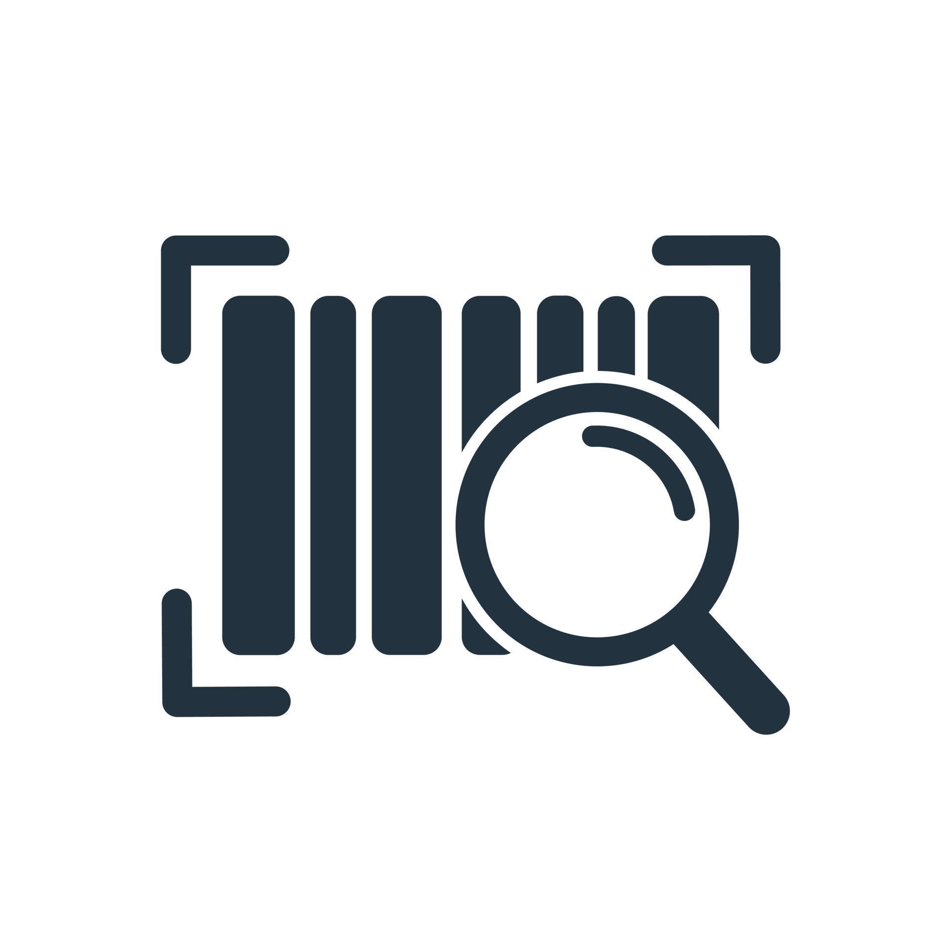 barcode search icon. barcode scanner symbol isolated on a white ...