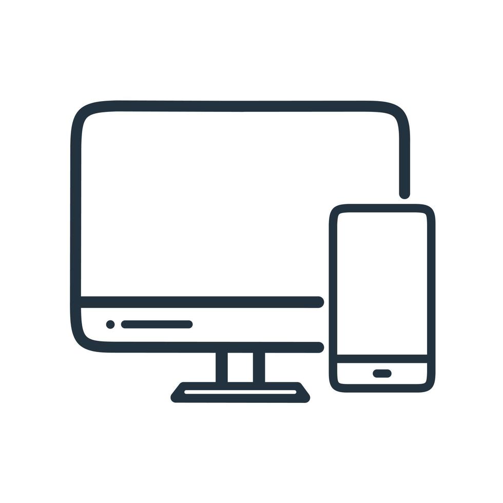 Monitor and cellular icons. Vector symbol device isolated on a white background.