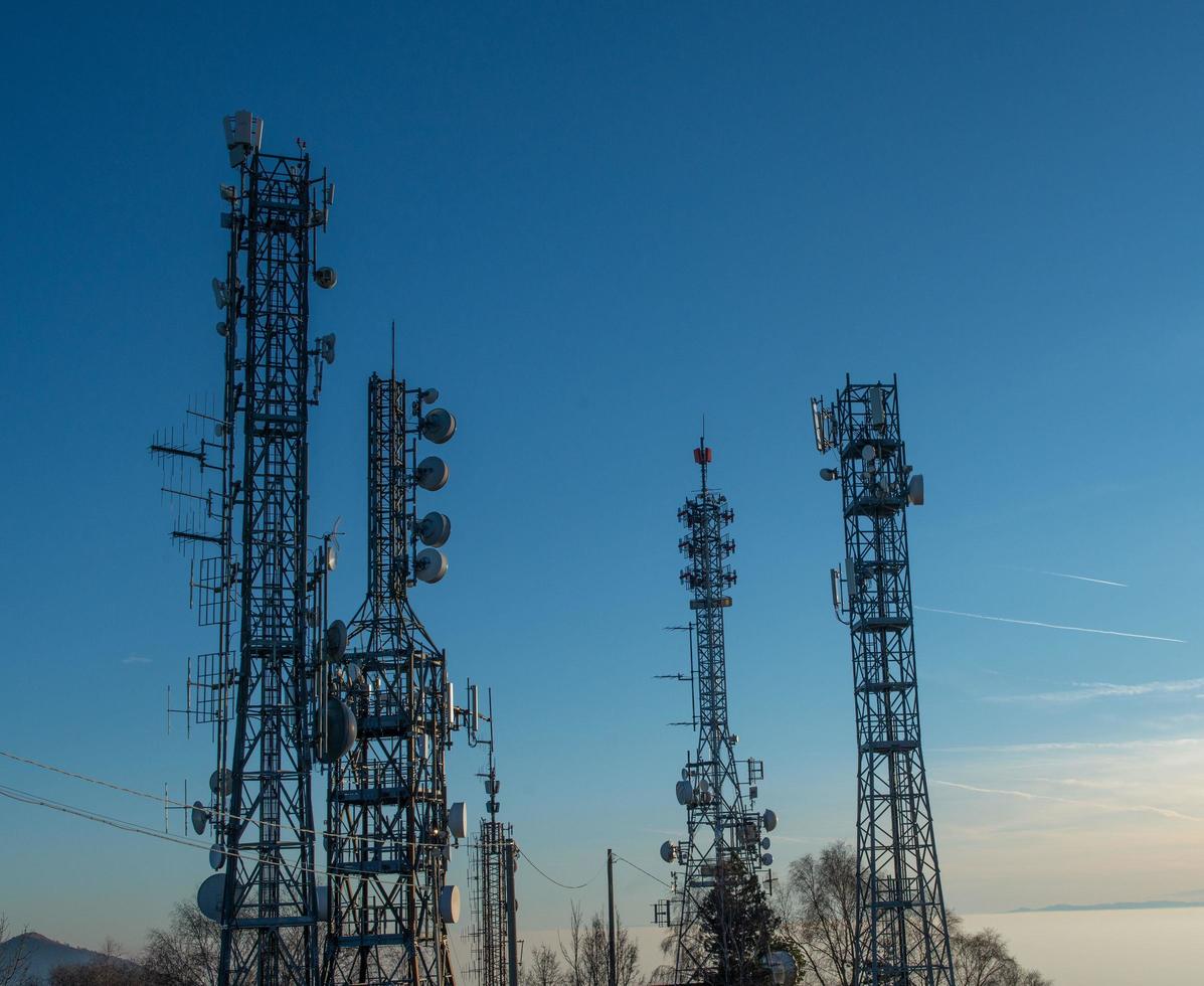 Pylons with telecommunication repeaters photo