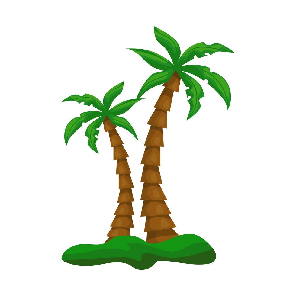 Realistic tall green palm trees isolated on white background - Vector