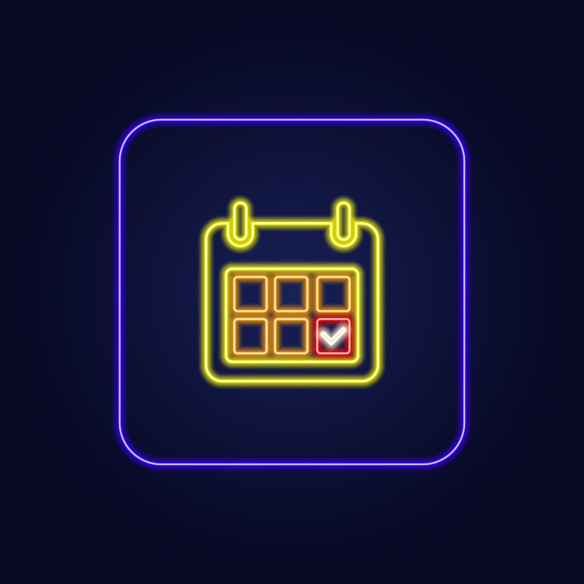 Beautiful stylish colorful neon calendar icon Vector 5893200 Vector