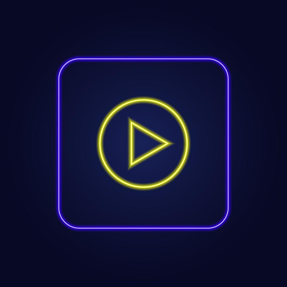 Beautiful stylish colorful neon icon button play - Vector