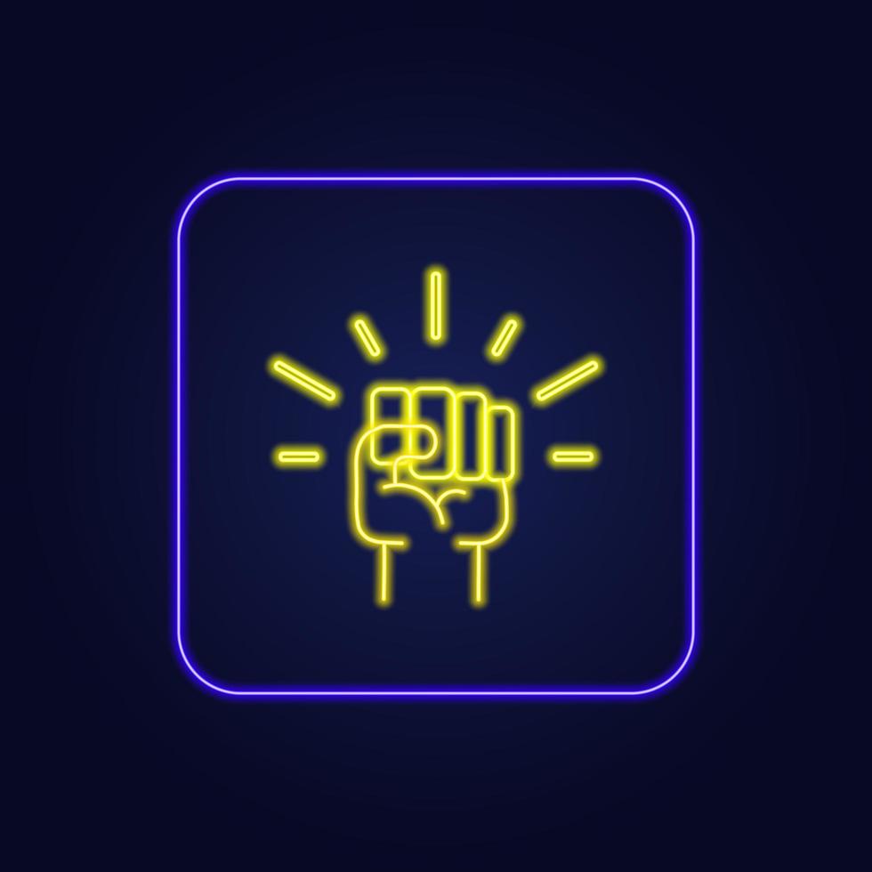 Beautiful stylish colorful neon fist icon - Vector