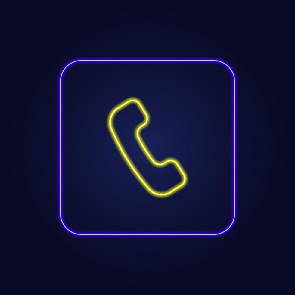 Beautiful stylish colorful neon phone handset icon - Vector