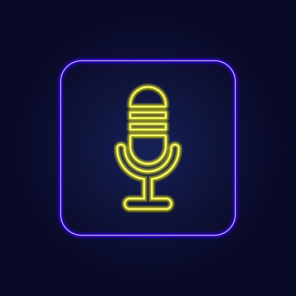 Beautiful stylish colorful neon microphone icon - Vector