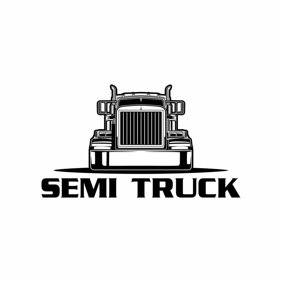 semi truck front view logo vector