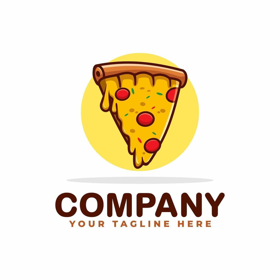 pizza with melted cheese logo vector