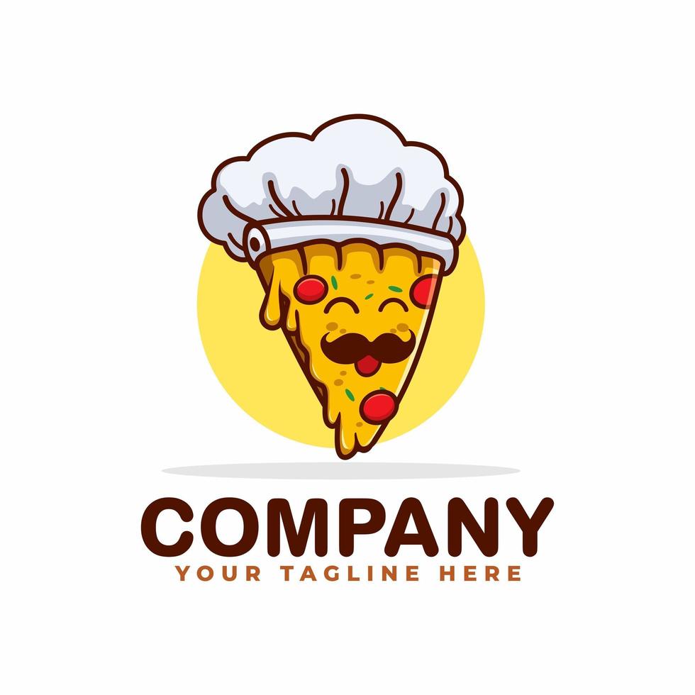 plantilla de logotipo de mascota de chef de pizza vector