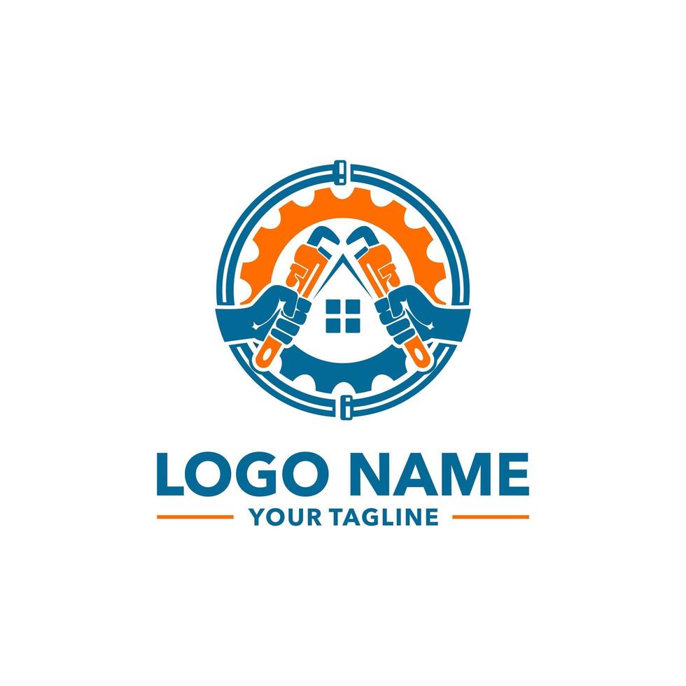 plumbing repair home logo template vector