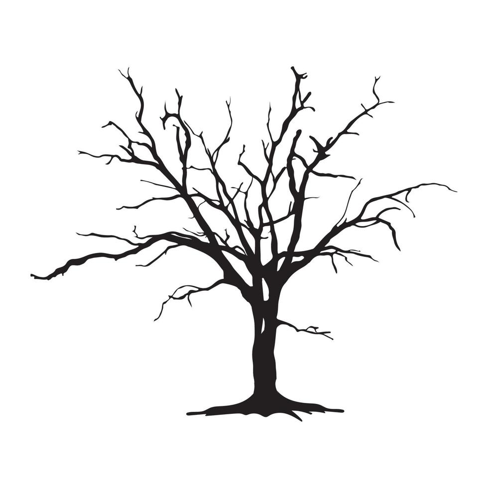 silueta de árbol sobre fondo blanco vector