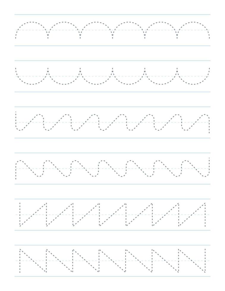 Trace shapes worksheet for kids vector