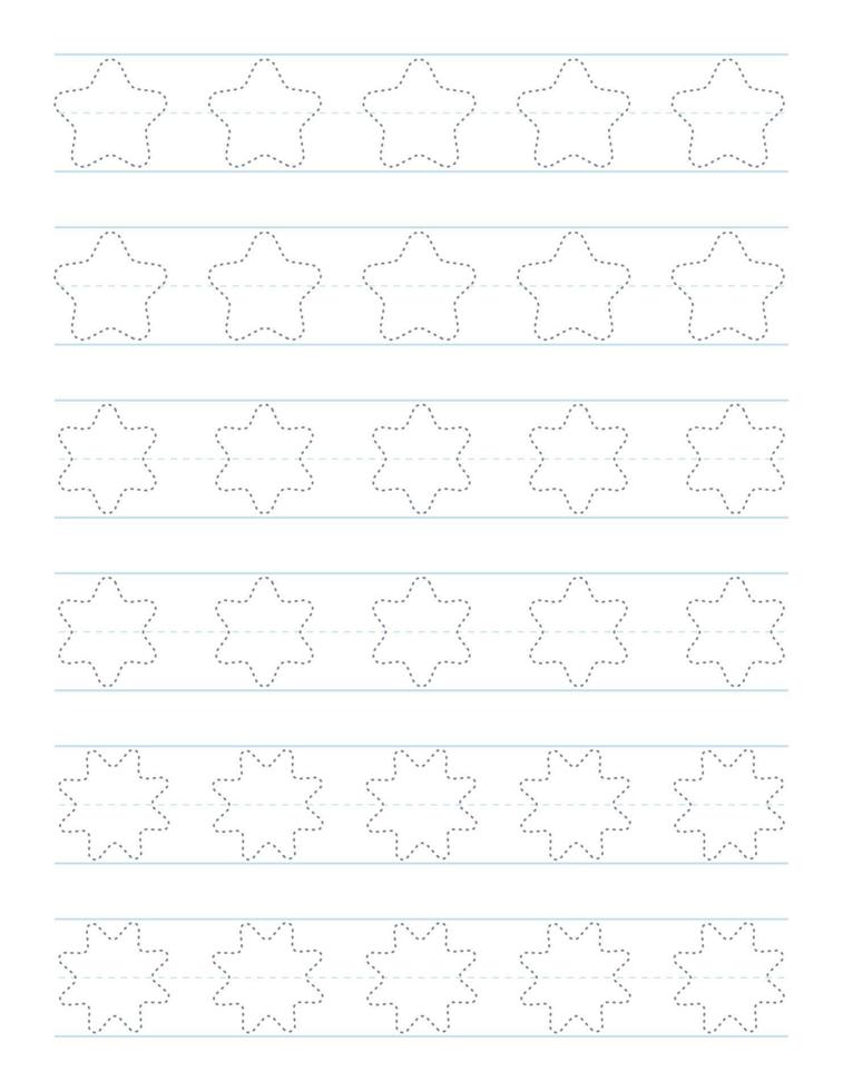 Trace shapes worksheet for kids vector