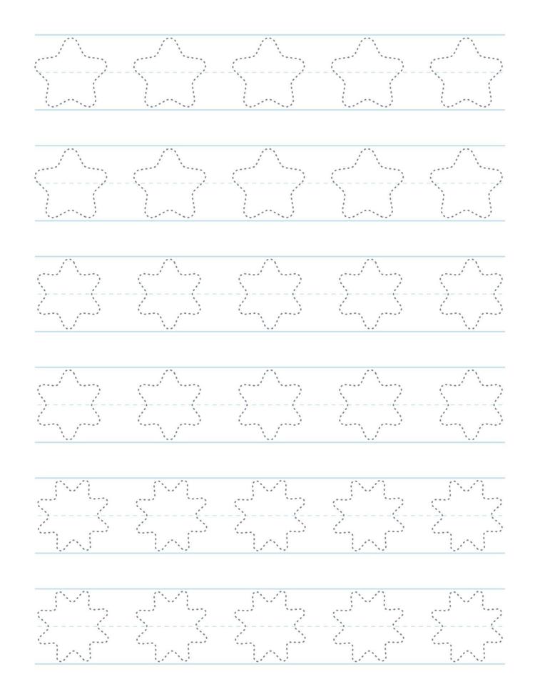 Trace shapes worksheet for kids vector