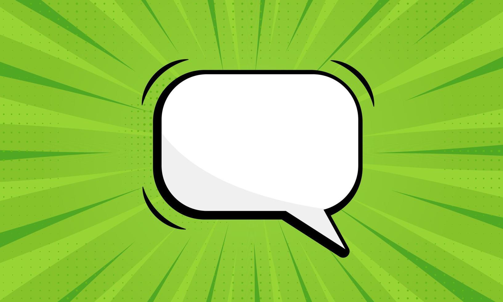 burbuja cómica retro sobre fondo de arte pop verde. burbuja de habla blanca en blanco de dibujos animados para mensaje de texto con trama de semitonos. ilustración vectorial aislada. vector