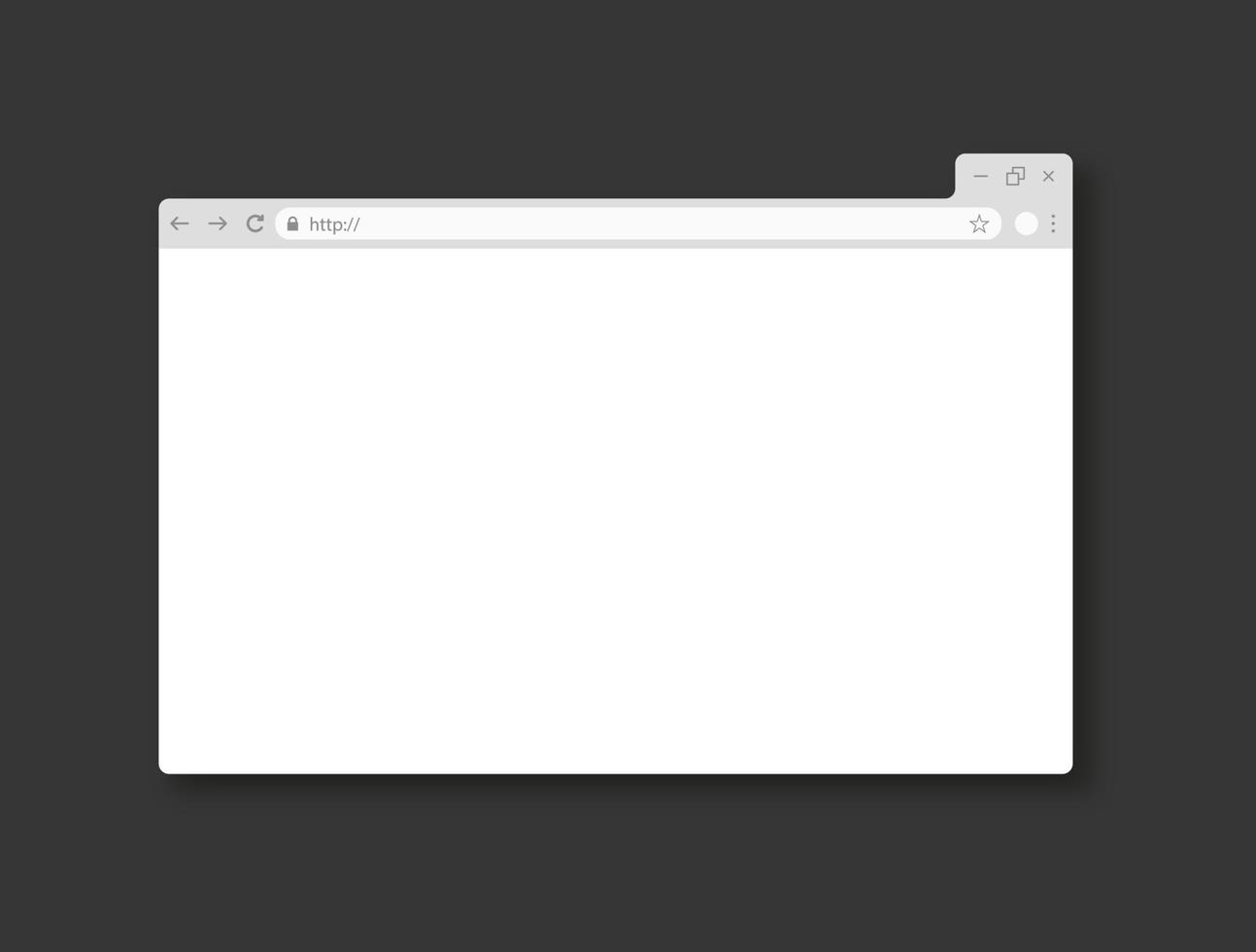 Realistic template of internet browser window. Empty browser page. White mockup of website page. Vector