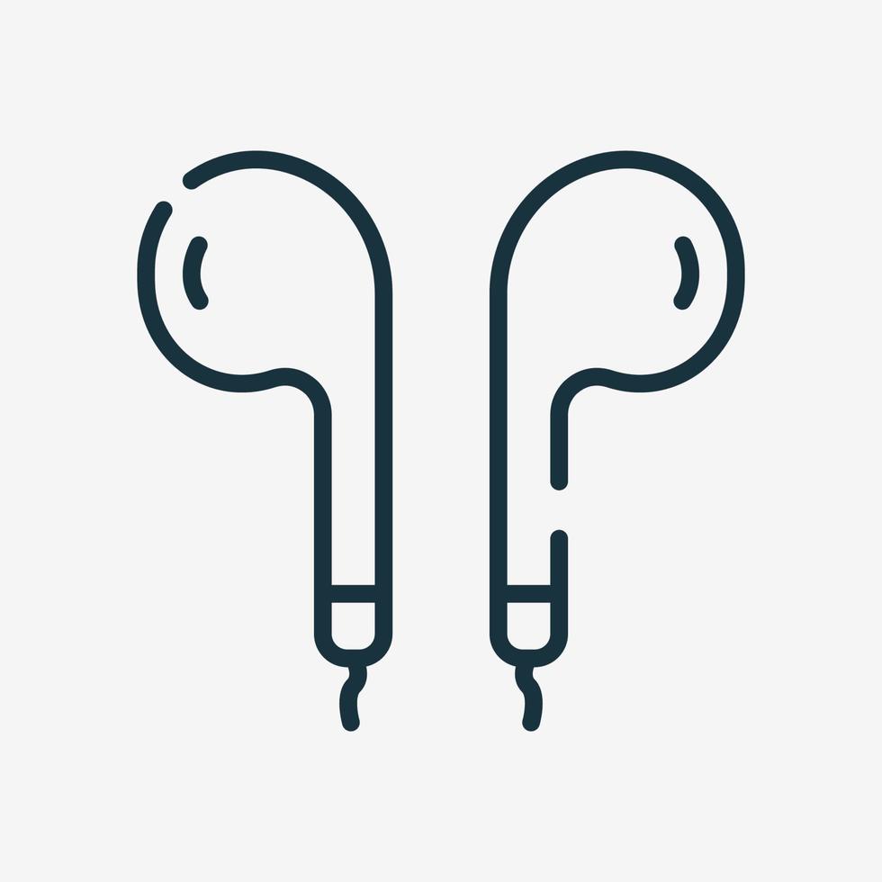 Headphone Line Icon. Earphone Outline Icon. Headset for Listen Music Linear Pictogram. Isolated Vector Illustration