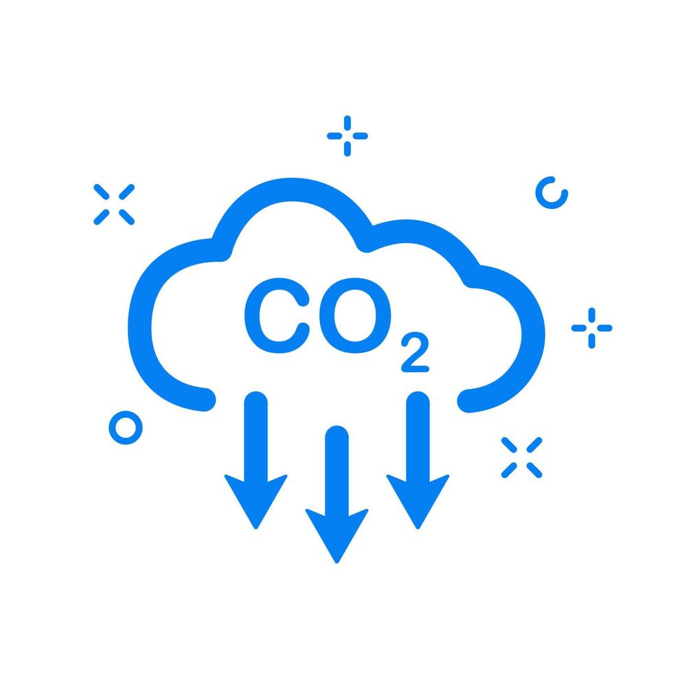 CO2 Linear icon. Emissions Reduction of Carbon Gas. Cloud of CO2 Gas. Decrease Pollution Line Icon. Carbon Dioxide Emissions. Vector illustration.