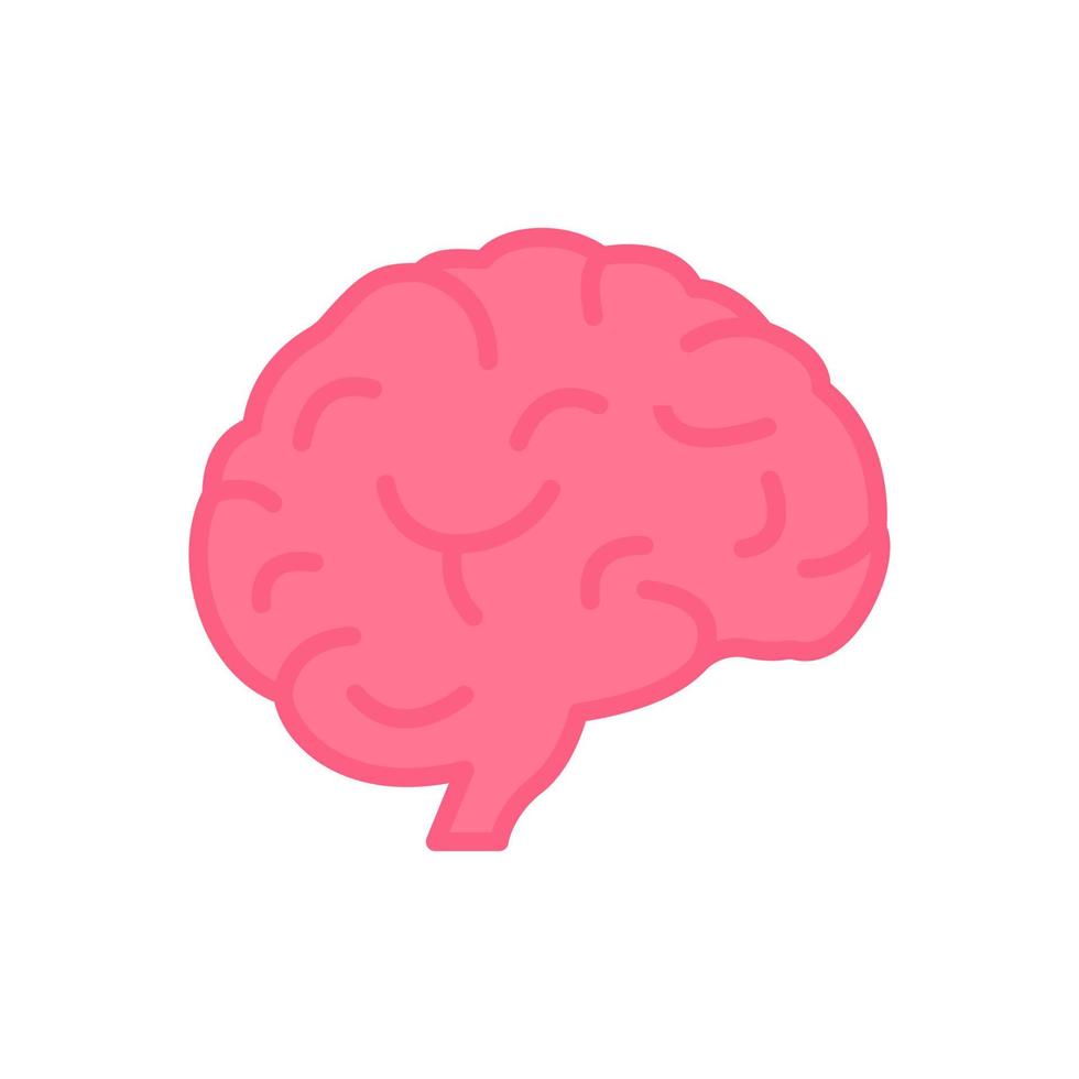 icono del cerebro humano en estilo plano. cerebro rosa al estilo de las caricaturas. símbolo de la memoria, la sabiduría, la mente, la idea y la inteligencia. pictograma de órgano interno. ilustración vectorial vector