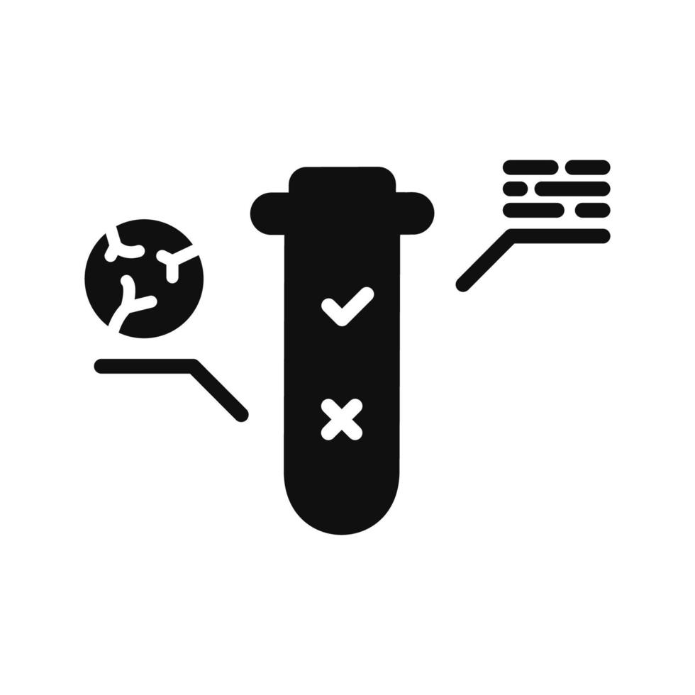 Research of Gene Modified Meat Silhouette Icon. Dna Molecule, Meat Structure Black Pictogram. Artificial Food and Test Tube. Genetic Cultured Meat Icon. Isolated Vector Illustration.