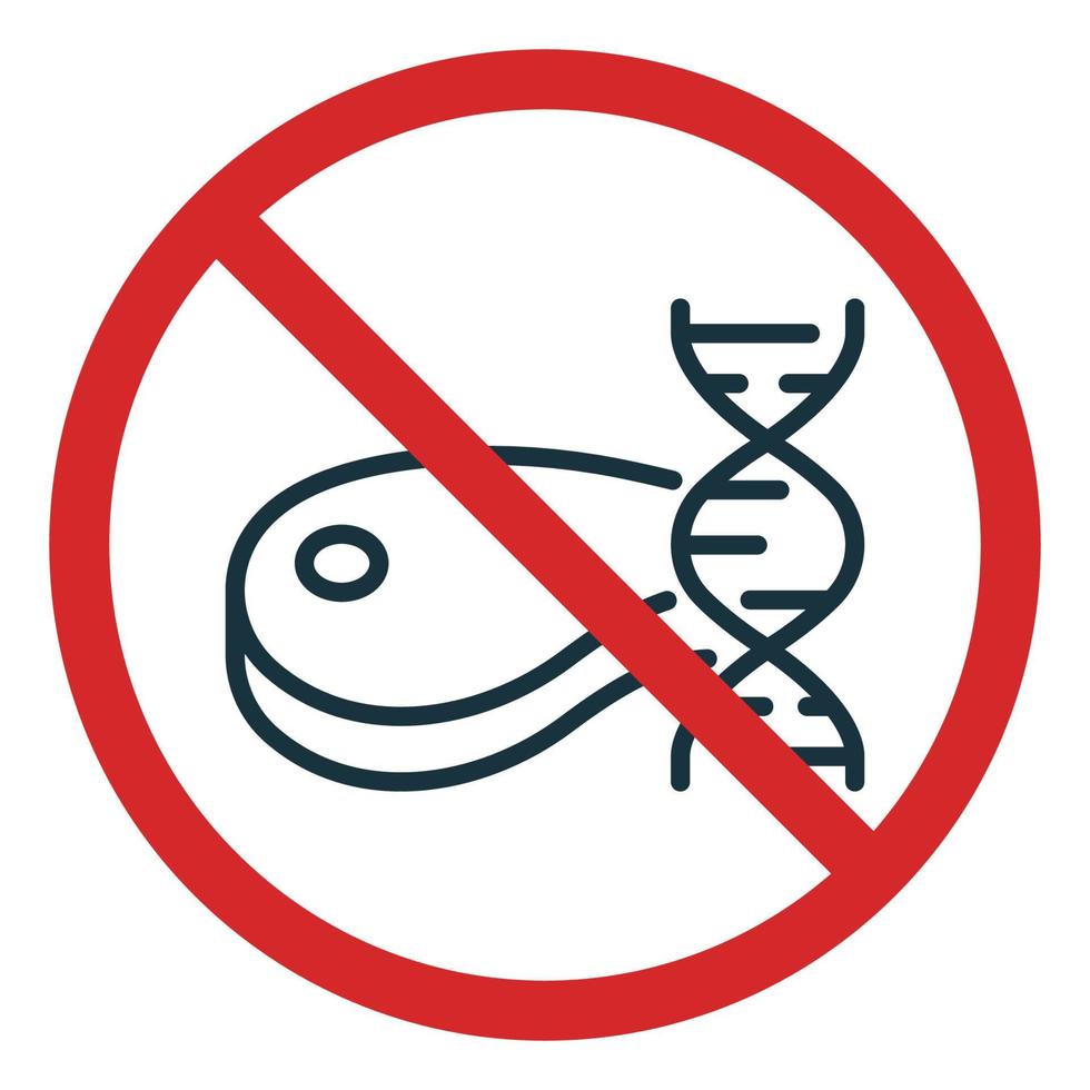 Prohibited Artificial Meat Line Icon. No Hormone Meal, Only Natural Product Symbol. Organic Nutrition Pictogram. Forbidden Artificial Meat Outline Icon. Isolated Vector Illustration.