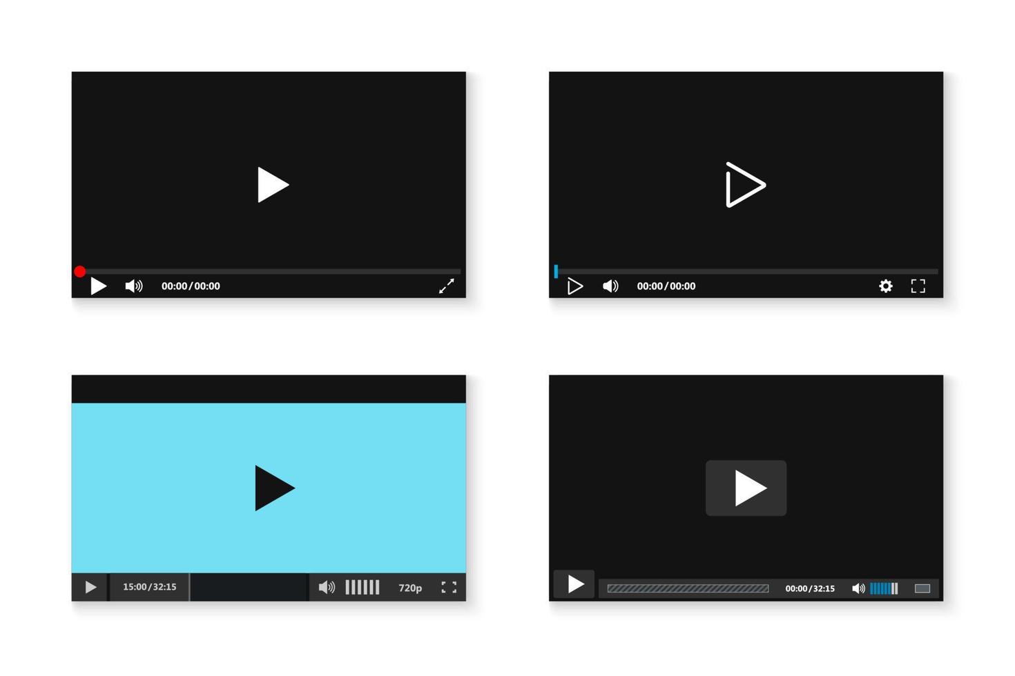 Set player for web and mobile apps. Video player interface background. Vector illustration