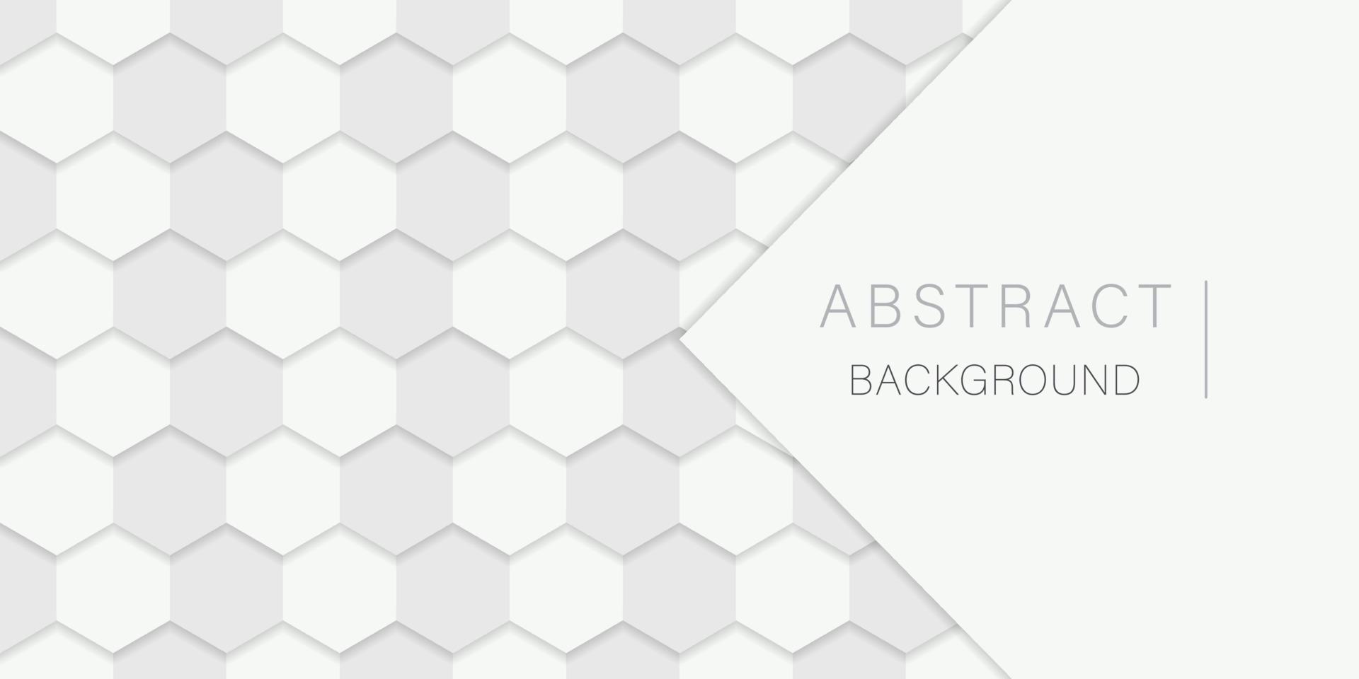 White Hexagon Background. Hexagonal White Futuristic Pattern. Digital Blank Grey Banner. Abstract Modern Wallpaper Design. Vector Illustration.
