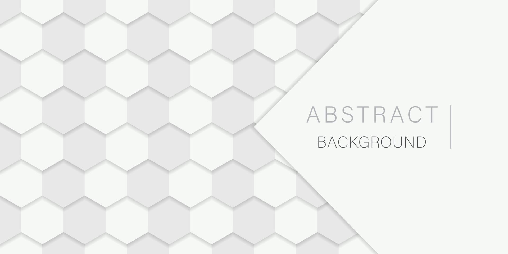 White Hexagon Background. Hexagonal White Futuristic Pattern. Digital Blank Grey Banner. Abstract Modern Wallpaper Design. Vector Illustration.