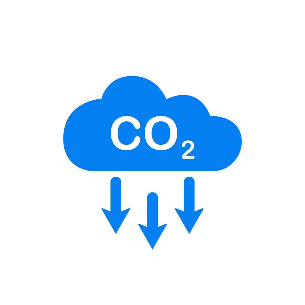 CO2 Icon. Emissions Reduction of Carbon Gas. Blue Cloud of CO2 Gas. Decrease Pollution Icon. Carbon Dioxide Emissions. Vector illustration.