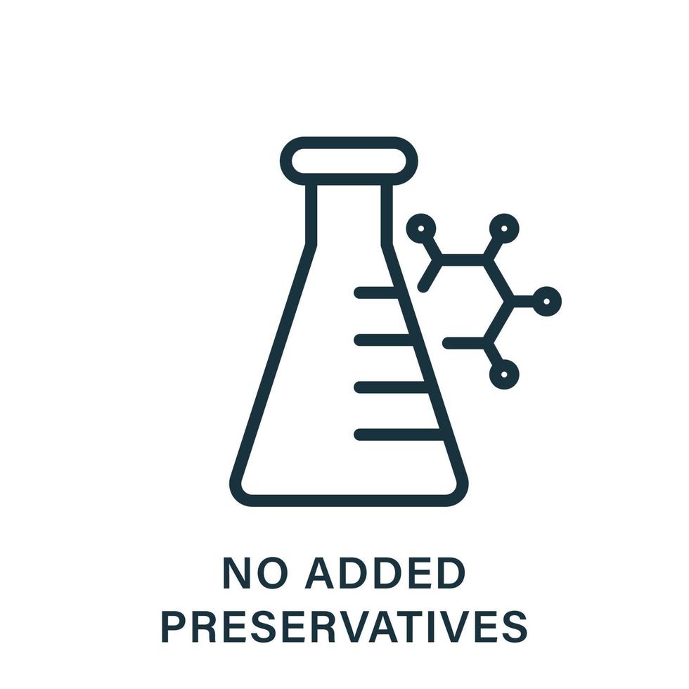 Non Added Preservative Line Icon. No Artificial, Toxic, Chemical Food Ingredient Outline Pictogram. Additive Preservative Free Sign. Certificate Organic Safe Product. Isolated Vector Illustration.
