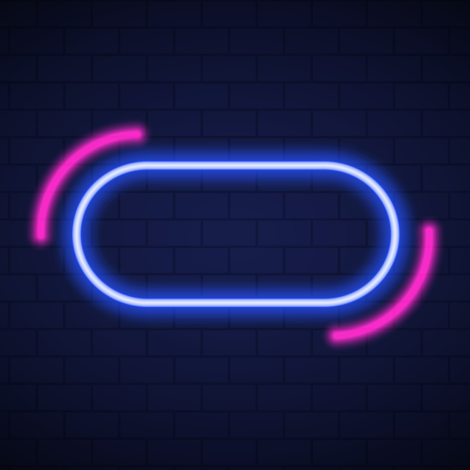 Night Club Neon Sign. Frame with Neon Led Border on Dark Brick Wall