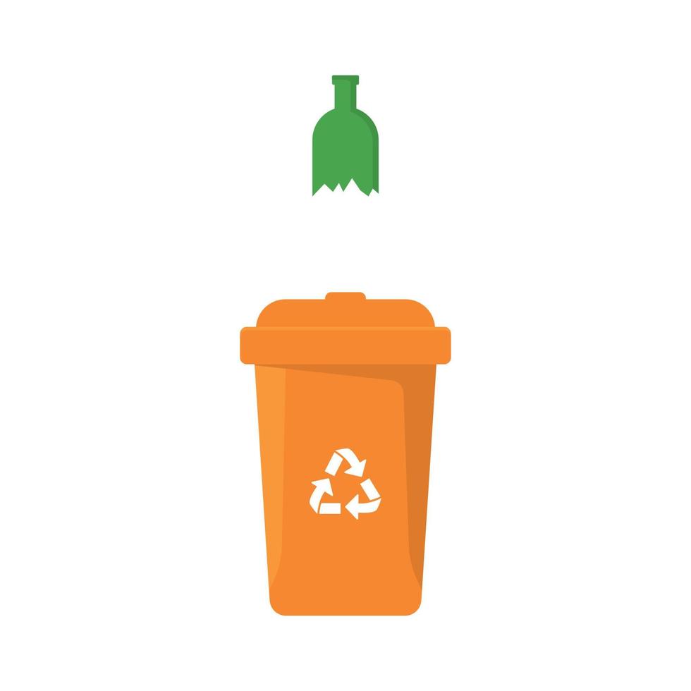 Dustbin Container or Recycle Bin for Glass. Plastic Bin for Trash Separation on White Background. Isolated Vector Illustration.