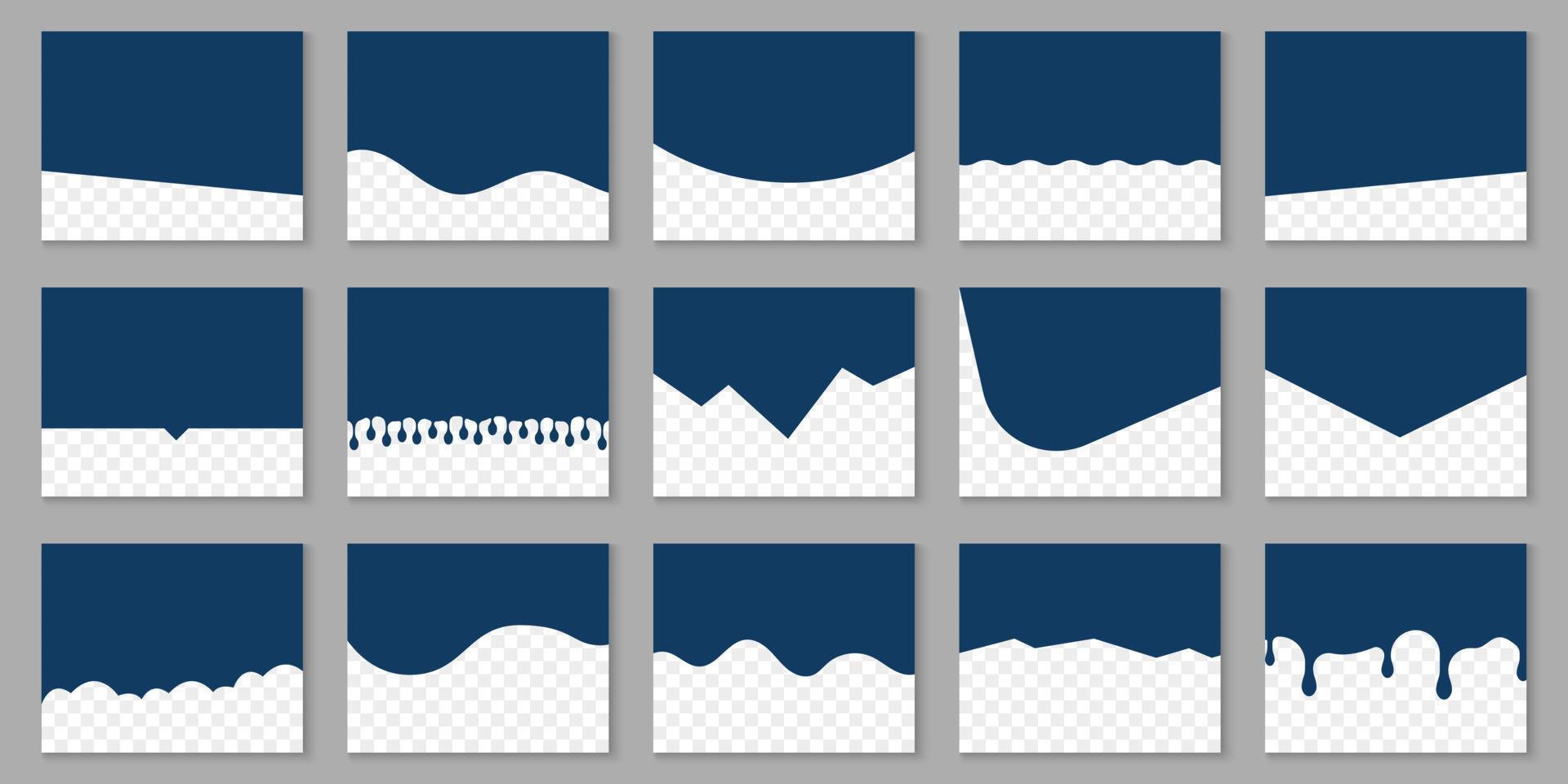 conjunto de formas de divisores de plantilla para el sitio web. líneas curvas, gotas, colección de ondas de elementos de diseño para el sitio web de la página superior e inferior. encabezado divisor para aplicaciones, pancartas o carteles. ilustración vectorial vector