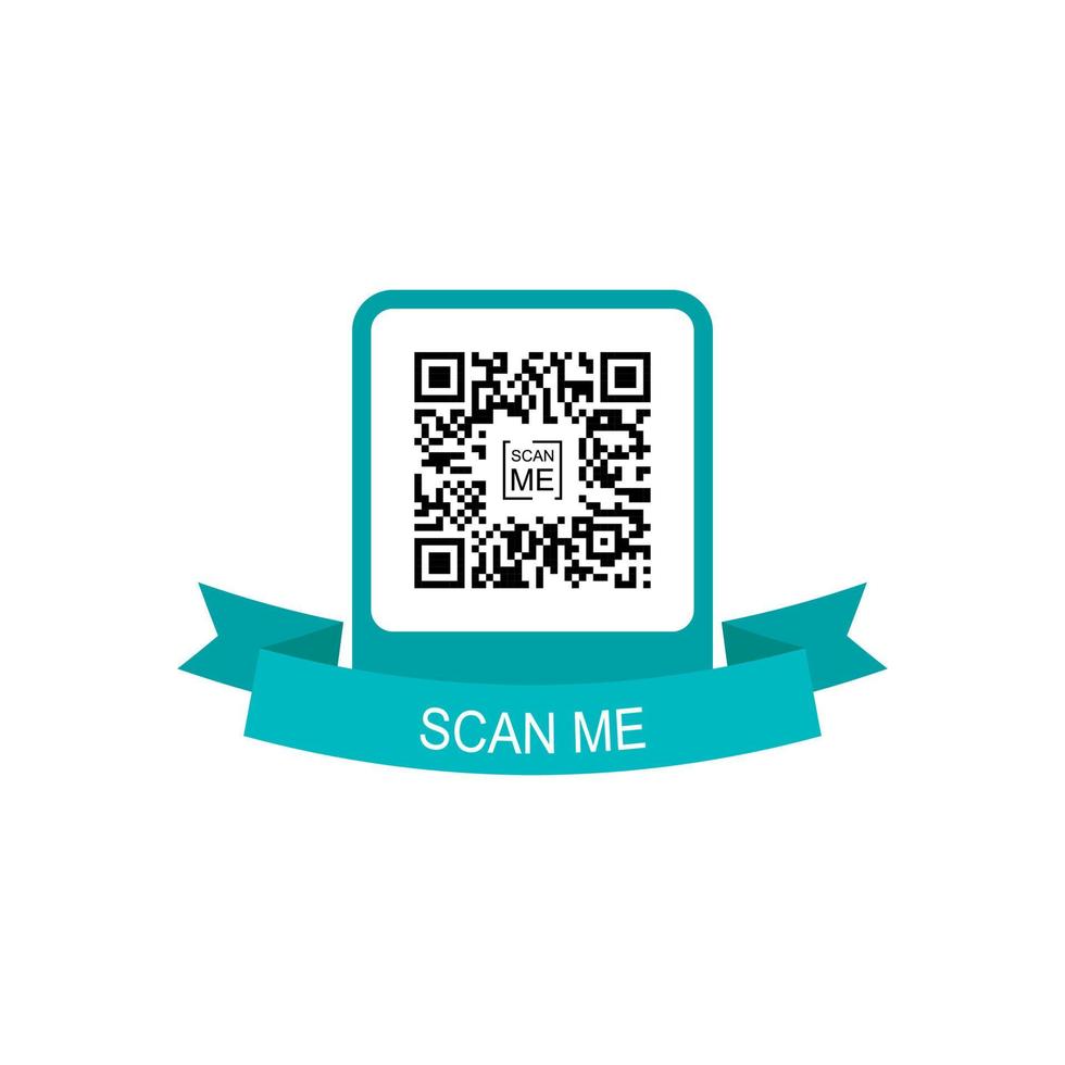 QR Code for Mobile App, Payment and Phone. Scan me. Green Frame with QR Code Icon. Vector illustration.