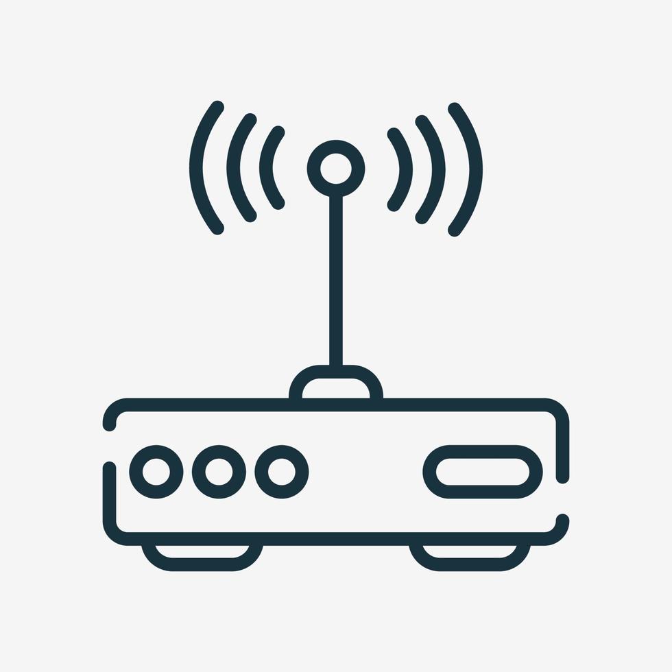 Modem Line Icon. Internet Router Linear Pictogram. Wifi Router Outline Icon. Isolated Vector Illustration.