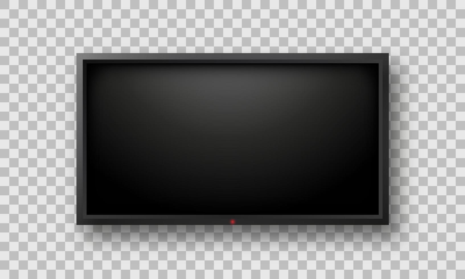 televisor ancho realista con monitor negro sobre fondo transparente. maqueta de pantalla en blanco de televisión plana lcd. plantilla tv con led grande. ilustración vectorial aislada de pantalla vector