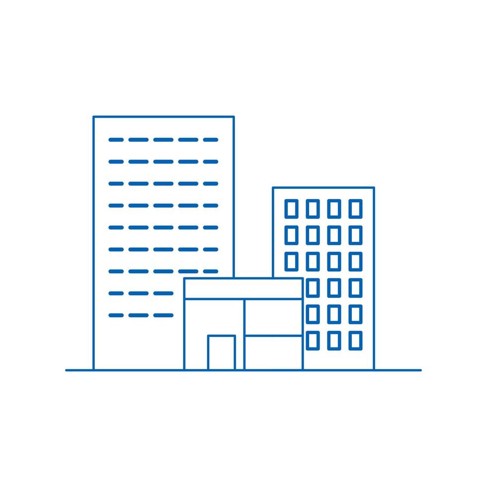 Buildings line icons. City icon on white background. Small apartment city complex. vector