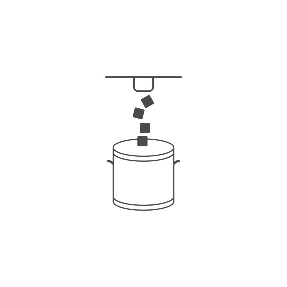 Ice maker machine line icon. Ice cubes and bucket. Vector