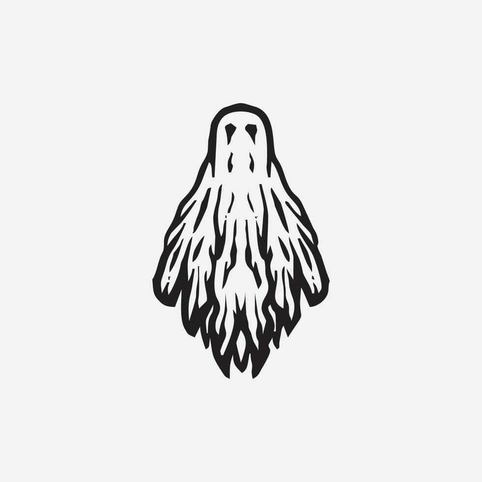 Spooky ghost drawing vector illustration.