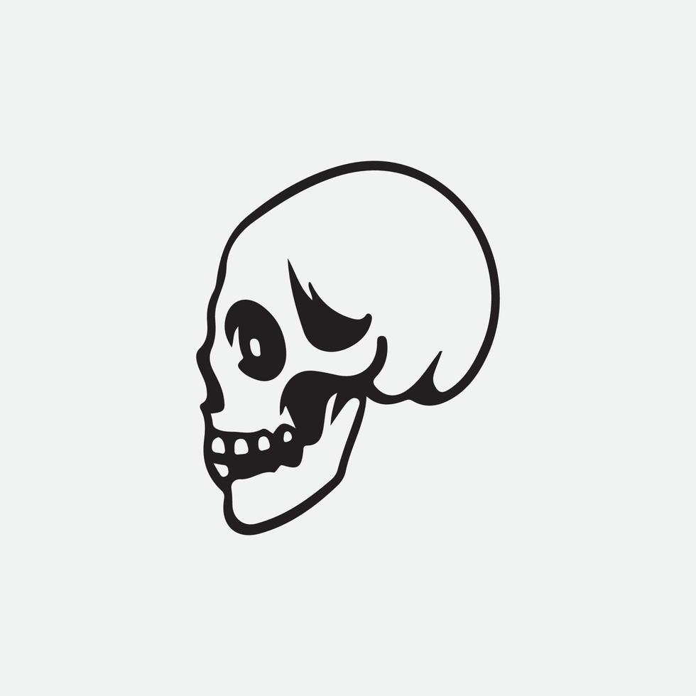 Human skull lineart isolated in white background. vector