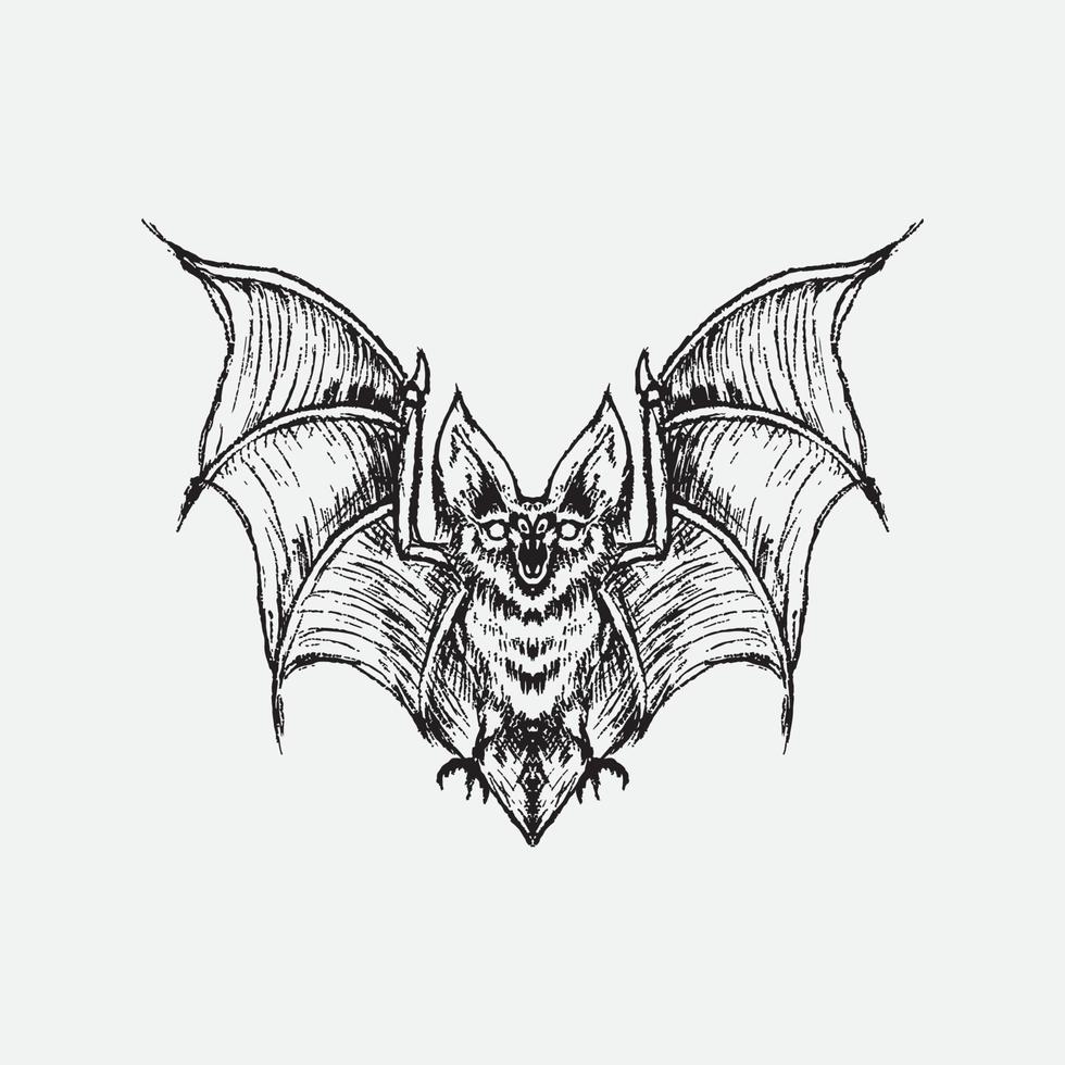 Ilustración de vector de dibujo de murciélago,