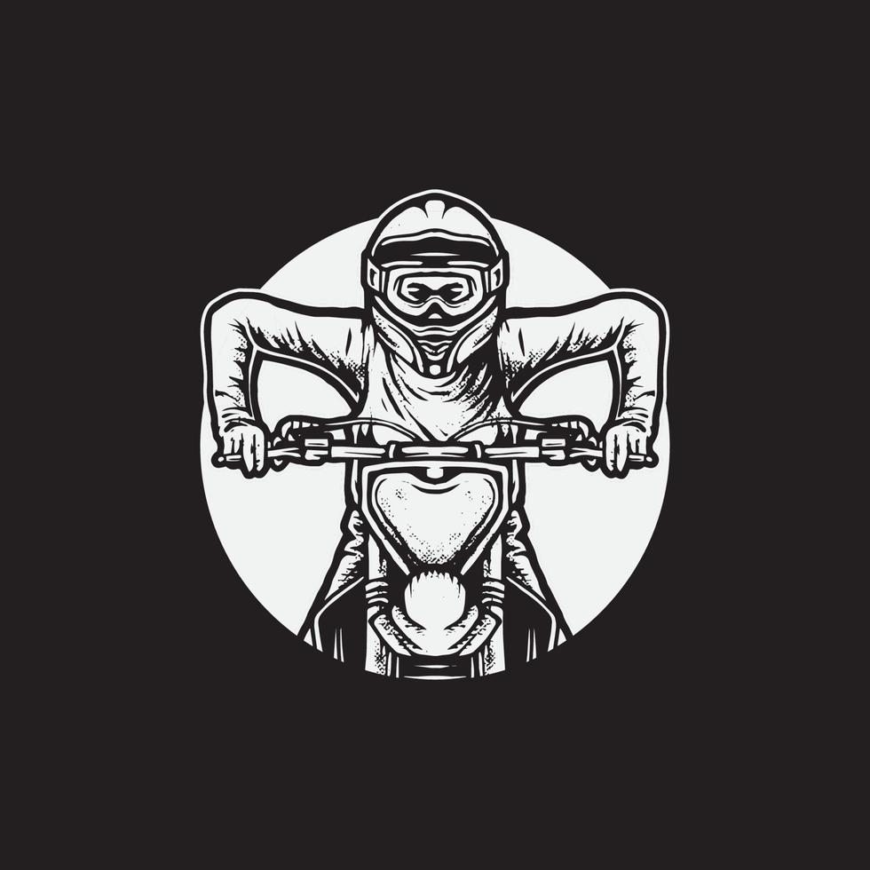 Motocross rider ride in motocross bike. Motocross rider illustration. vector