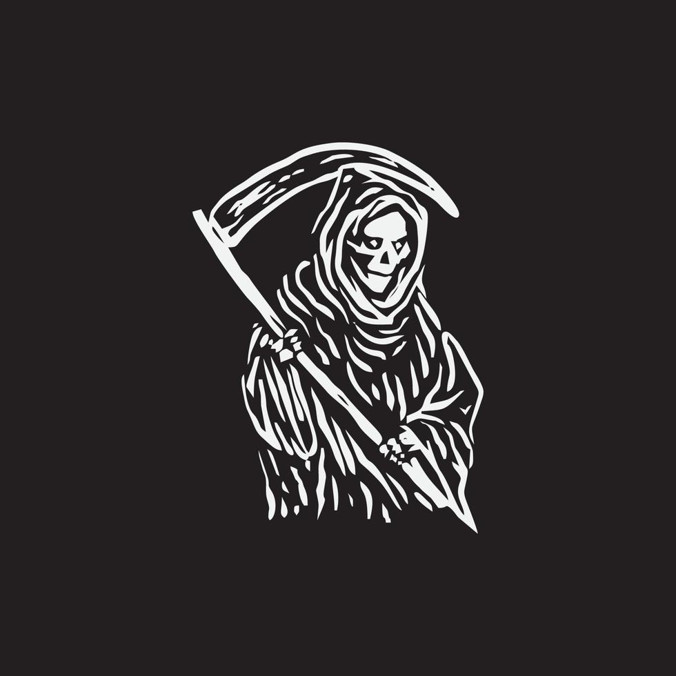 Grim reaper vector illustration on black background.