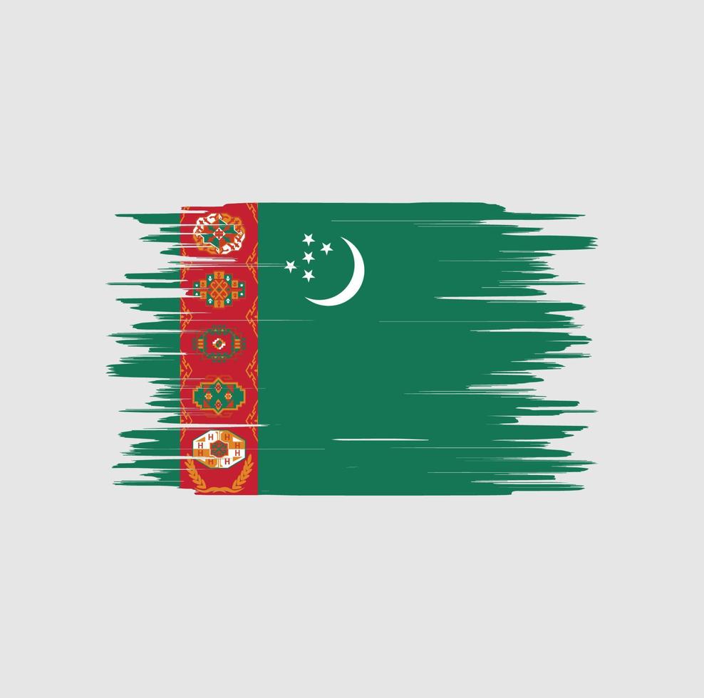 trazo de pincel de bandera de turkmenistán, bandera nacional vector