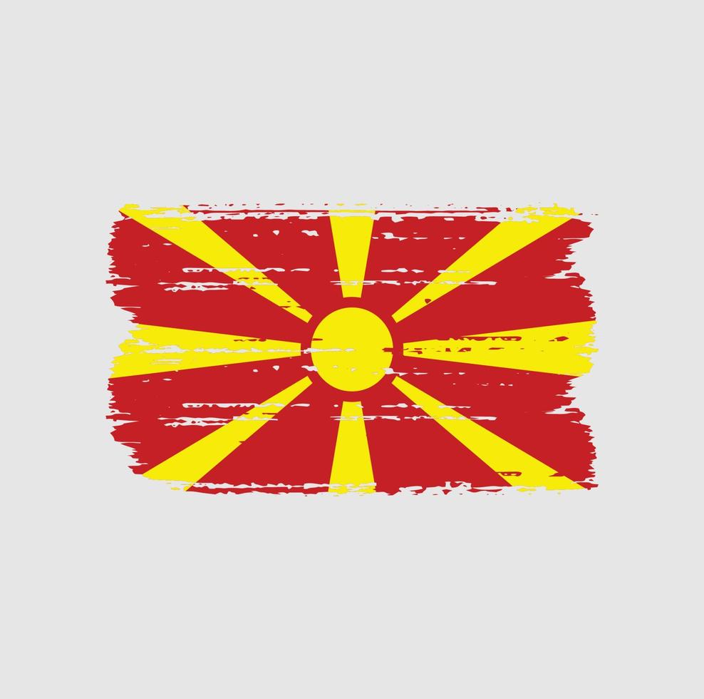 bandera de macedonia del norte con estilo de pincel vector